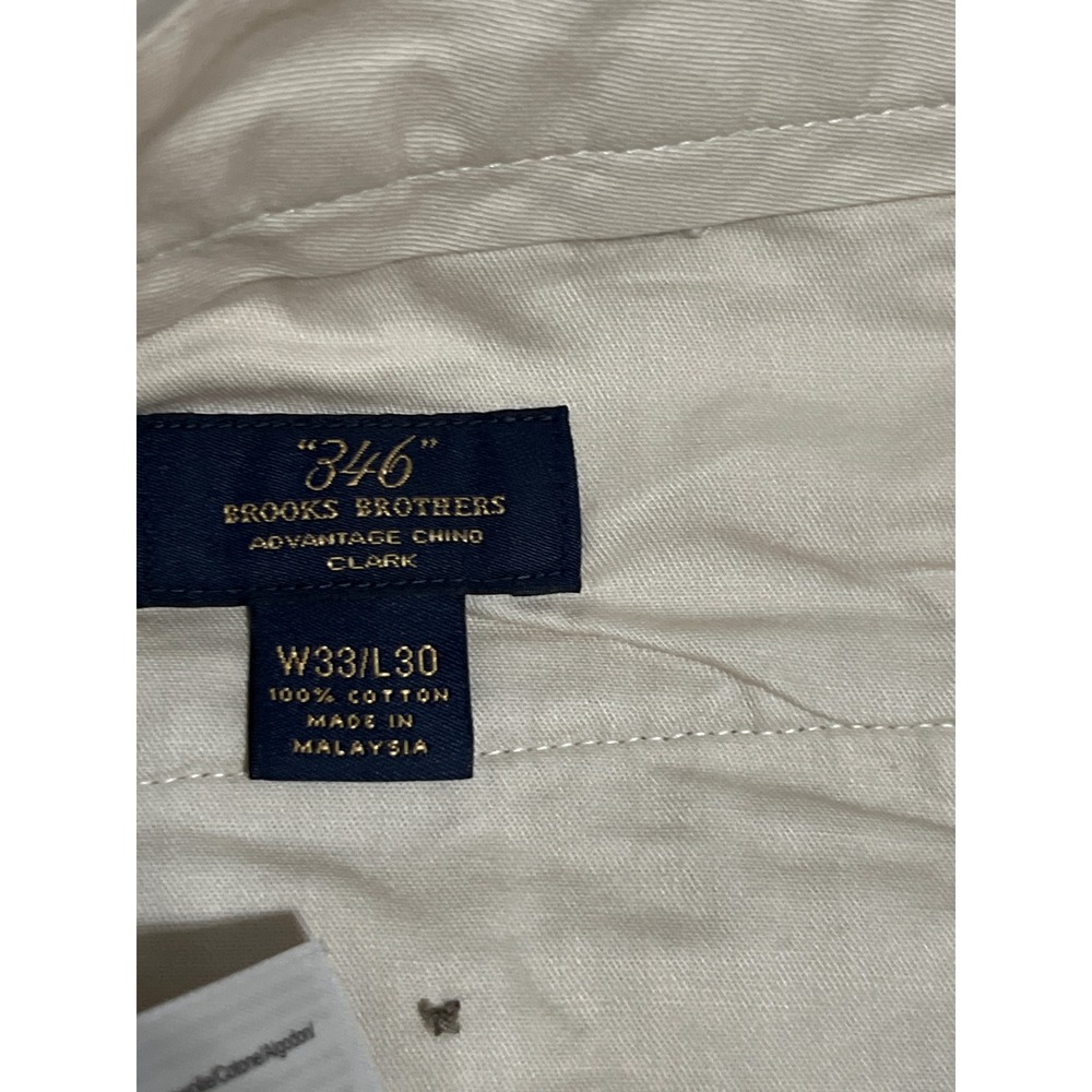 Brooks Brothers 346 Advantage Chino Clark Fit Khaki Tan Pants Mens 33x30 Cotton - Picture 2 of 9